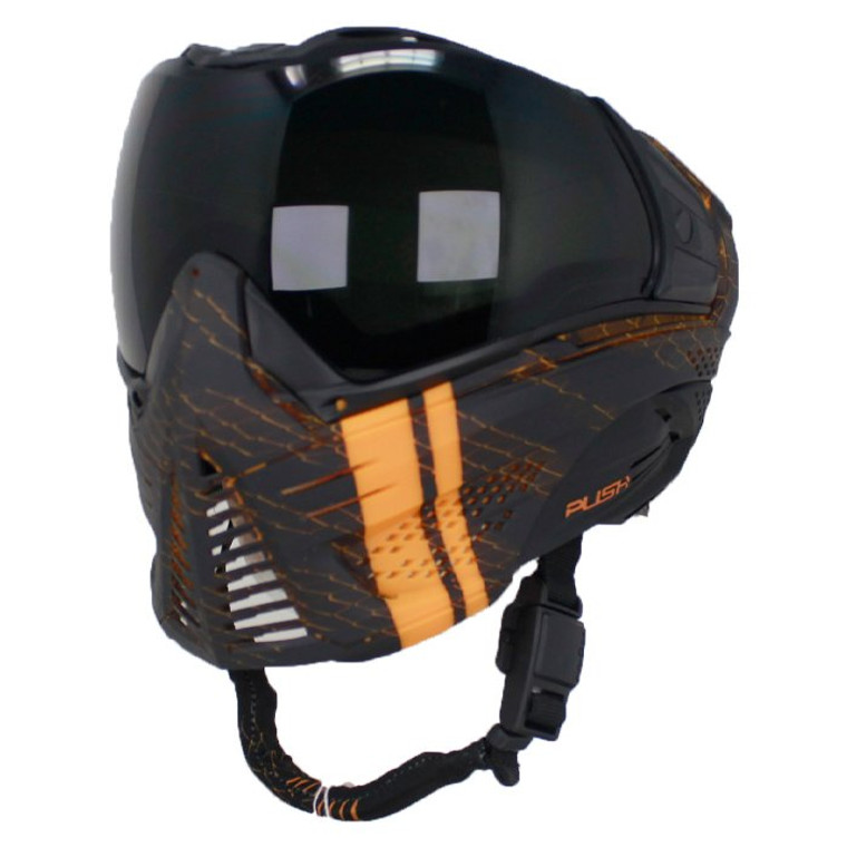 Lightly Used Push Unite Paintball Mask Goggle w/ Case - Viper Stripe Orange