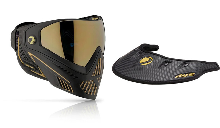 Dye Paintball i5 Mask Goggle w/ Matching Wing Visor - Onyx Gold - Black / Gold