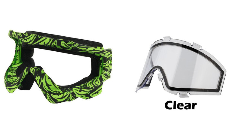 JT Paintball Proflex Frame w/ Foam - Banana Lime Green w/ Clear Lens