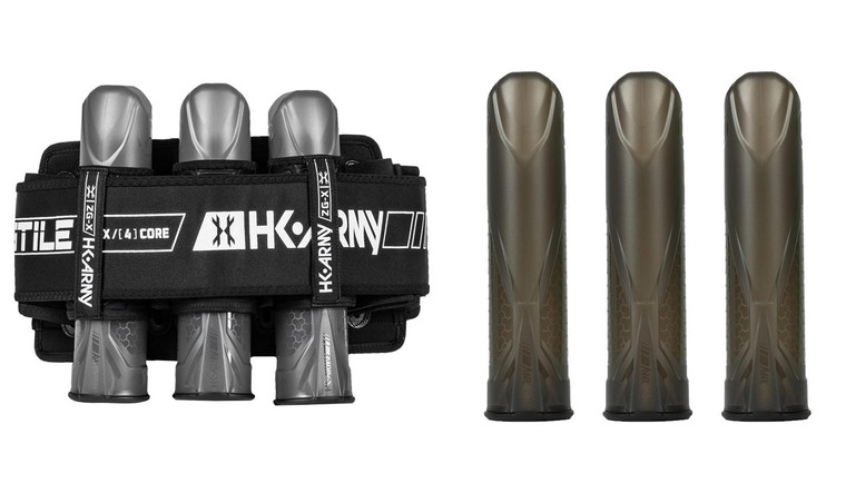 HK Army Zero-GX Paintball Harness 3 + 2 + 4 Pod Pack w/ 3 Dark Smoke Apex Pods