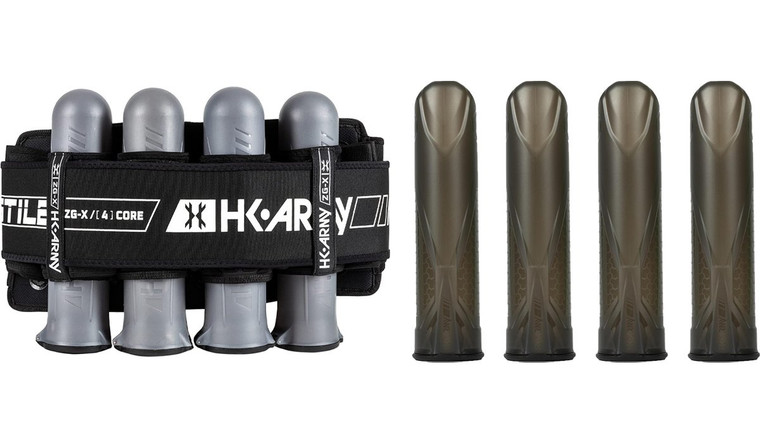 HK Army Zero-GX Paintball Harness 4 + 3 + 4 Pod Pack w/ 4 Dark Smoke Apex Pods