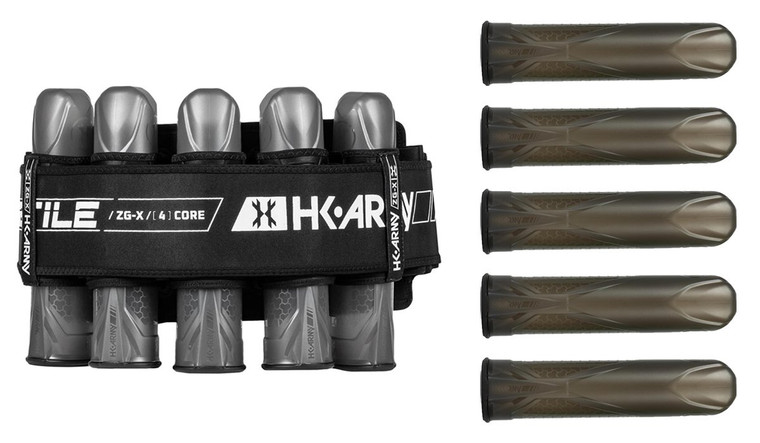 HK Army Zero-GX Paintball Harness 5 + 4 + 4 Pod Pack w/ 5 Dark Smoke Apex Pods