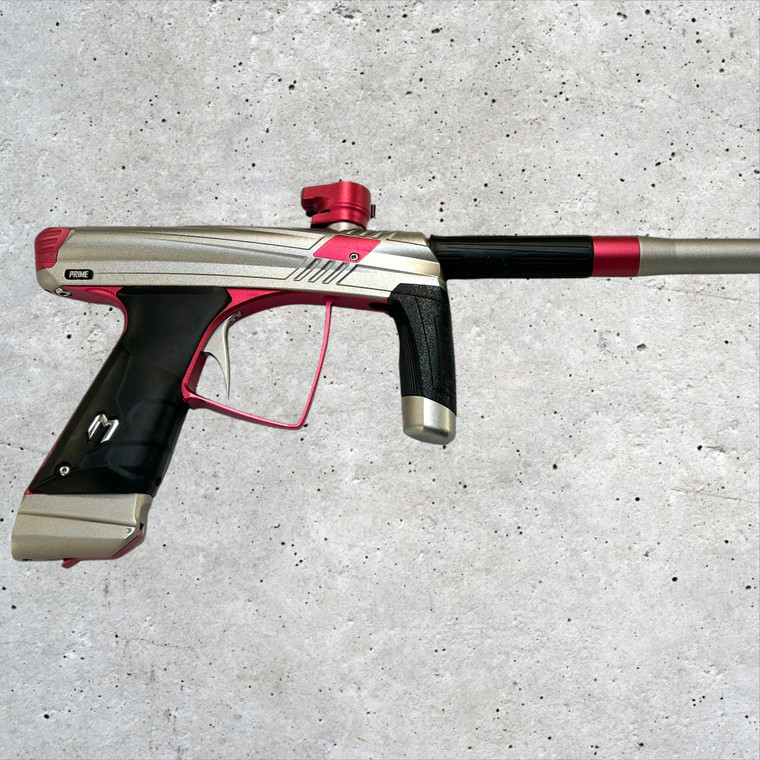 Used Macdev Prime Paintball Marker Gun w /  Case - Grey  /  Red