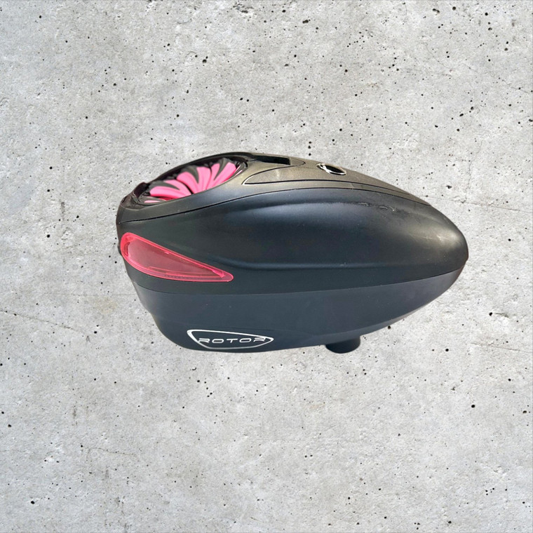 Used Dye Rotor Paintball Hopper w / SpeedFeed - Black/Pink
