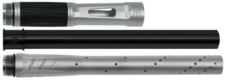PE Shaft S63 Pro Paintball Barrel 3 Pc Cocker Thread .689 PWR Insert - SILVER