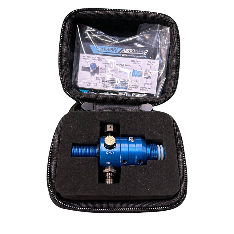 Used HK Aerolite Pro Adjustable Paintball Regulator w/ Case - Blue
