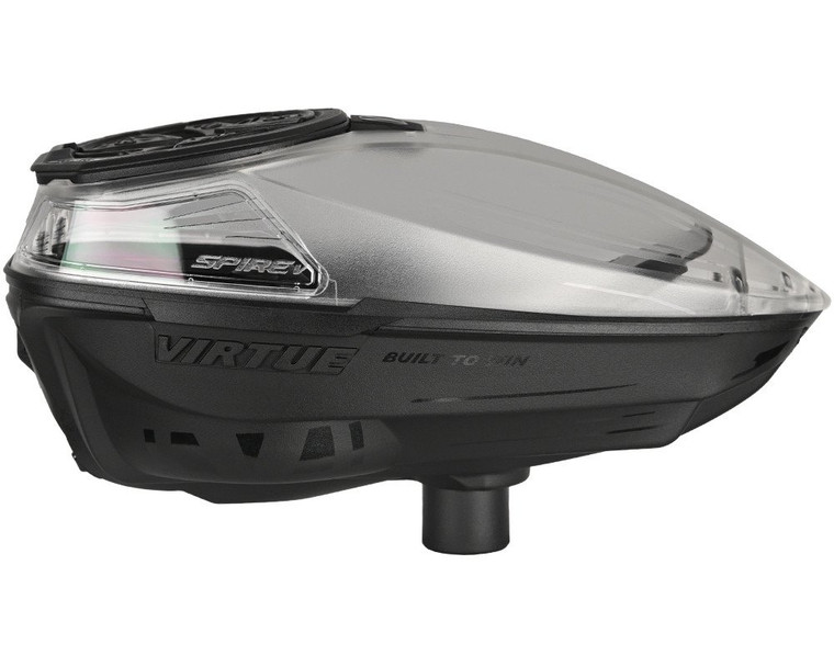 Virtue Spire V 5 Electronic Paintball Hopper Loader w/ Speedfeed and Lid - Dust Crystal Clear Black