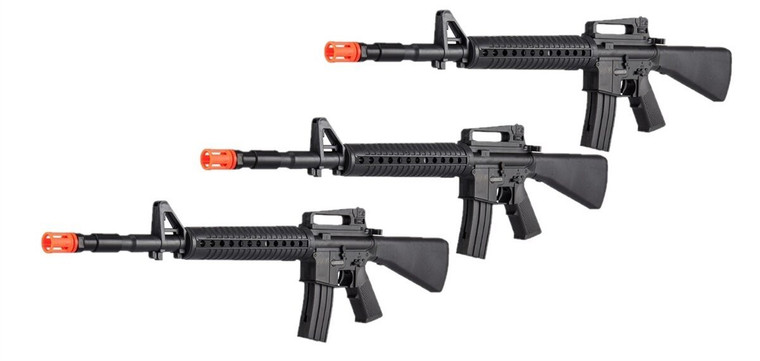 Lot of 3 - 3/4 Scale - New M16 Full Stock Spring Airsoft Gun Rifles + 6mm BBs