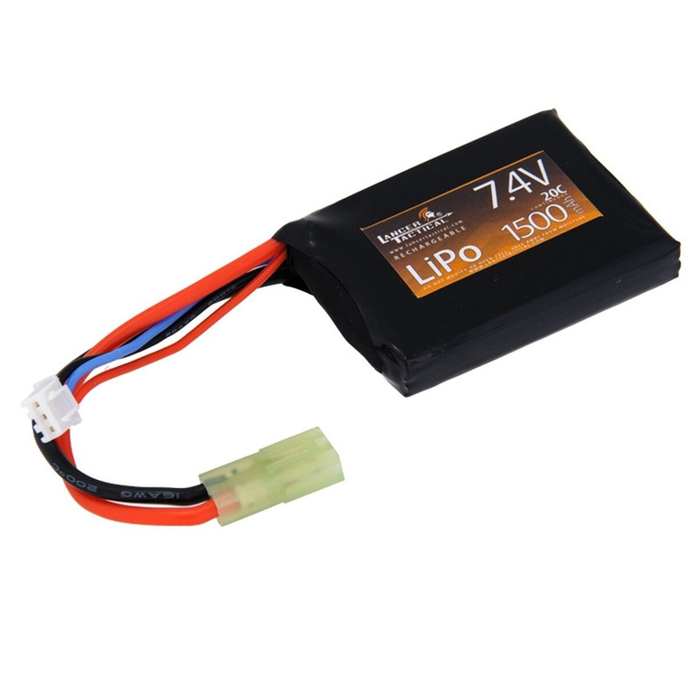 Lancer Tactical Airsoft Gun FLAT (Fits PEQ Box) Battery - LiPo 7.4V 1500 mAh 20C