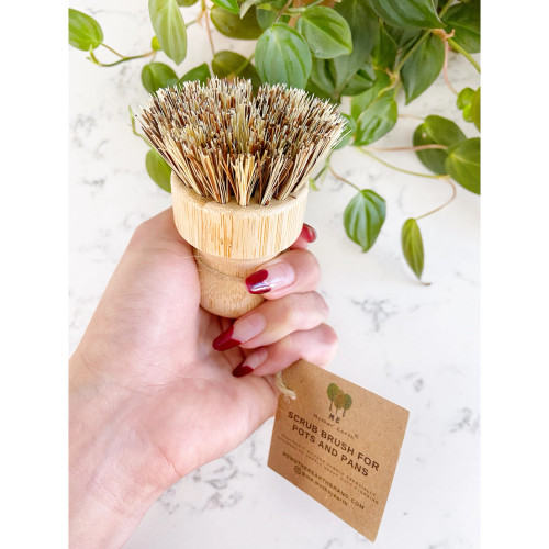 Kitchen Pot Scrubber with Bamboo Handle