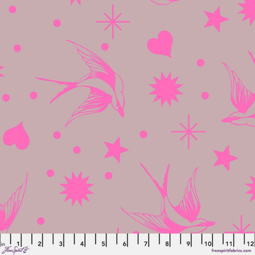 Free Spirit Fabric / Neon Fairy Flakes - Cosmic || Neon True Colors / Tula Pink / Fabric By The Yard / Sold By The 1/2 Yard