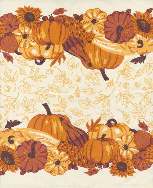 Moda 16" Classic Retro Holiday Harve Moda Toweling - Harvest Bounty Pumpkin Fall Leaves