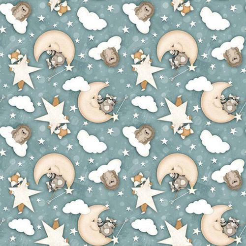 Henry Glass & Co Fabric - Dream Big Little One Quilt Fabric - Moons, Stars and Clouds