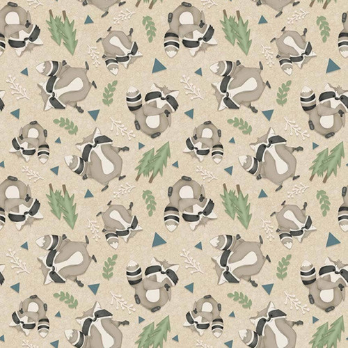 Henry Glass & Co Fabric - Dream Big Little One Quilt Fabric - Tossed Raccoons