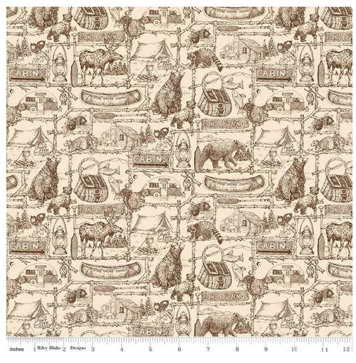 Riley Blake Designs Pine Grove Outlines Putty / Sold by The 1/2 Yard (C15934-PUTTY)