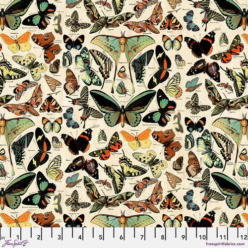 Tim Holtz Palette | Palette Teal | Teal Butterflies| Sold by The 1/2 Yard