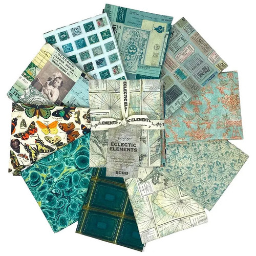 Tim Holtz Palette Teal Collection - 10 pcs Fat Quarter