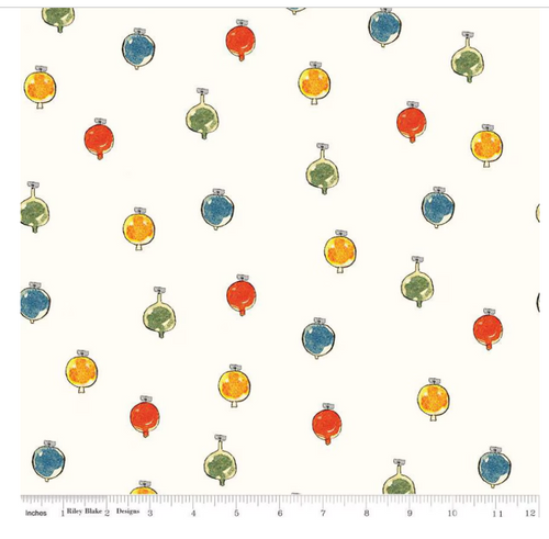 Riley Blake Designs Classic Christmas Ornaments Multi - Sold by The 1/2 Yard 
