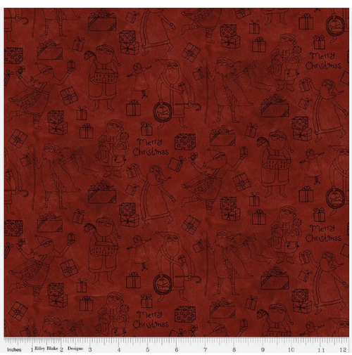 Riley Blake Designs Naughty Or Nice Santa & Gifts Red