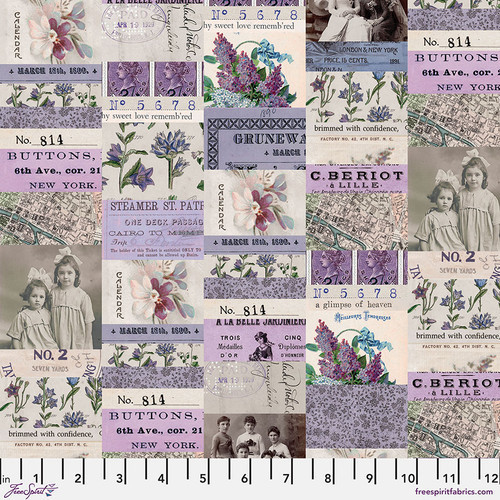 Tim Holtz Palette | Palette Purple | Purple Collage | Sold by The 1/2 Yard