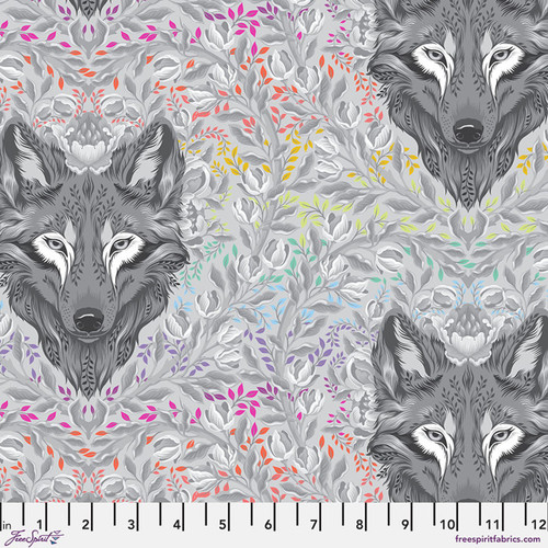 Free Spirit Fabric - Wolf of Pink Street - Fog || Graywork