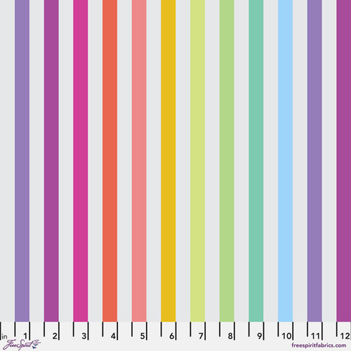 Free Spirit Fabric - Disco Stripe - Whisper || True Colors Graywork