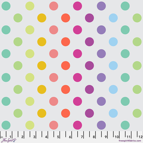 Free Spirit Fabric - Disco Poms - Whisper || True Colors Graywork