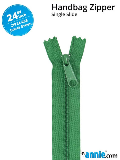 By Annie Single Slide Handbag Zipper - 24" Jewel Green