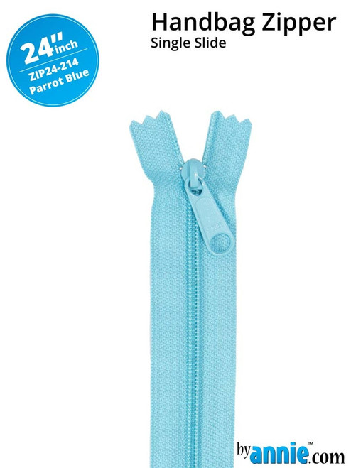 By Annie Single Slide Handbag Zipper - 24" Parrot Blue