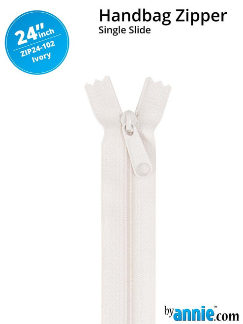 By Annie Single Slide Handbag Zipper - 24" Ivory