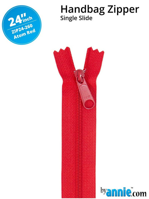 By Annie Single Slide Handbag Zipper - 24" Atom Red