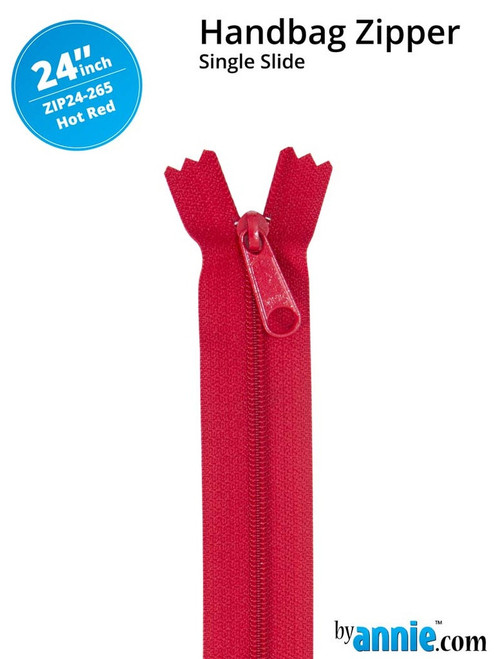 By Annie Single Slide Handbag Zipper - 24" Hot Red