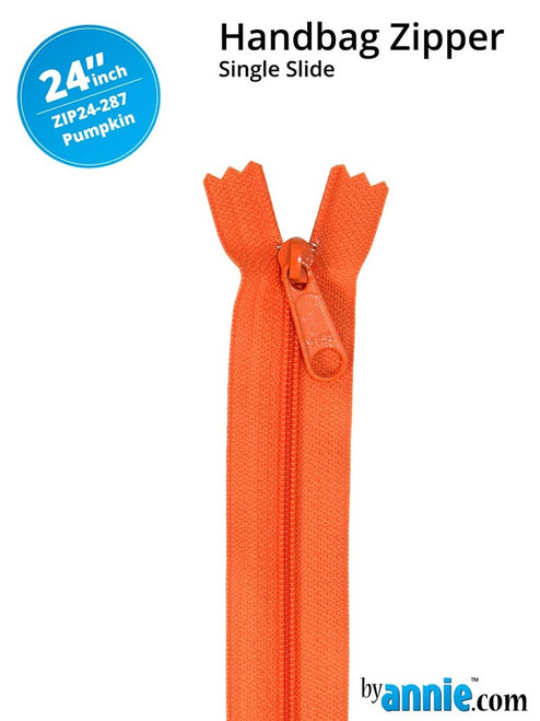 By Annie Single Slide Handbag Zipper - 24" Pumpkin