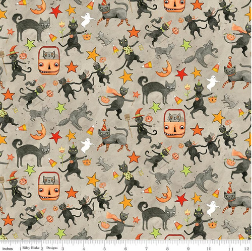 Riley Blake Designs Spooky Cats Gray