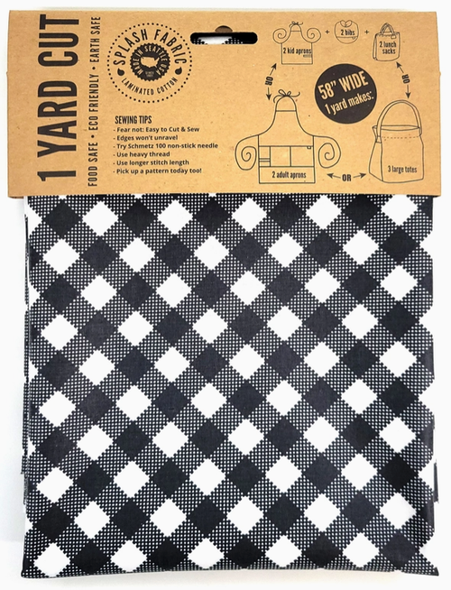 Splash Fabric - Laminated Cotton Black Gingham 1 Yard Cut (1YC-BG)