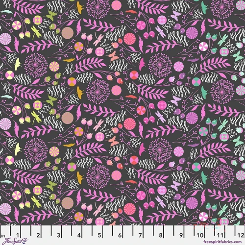 Free Spirit Fabric - Dandelion - Licorice || Prince Charming Déjà Vu