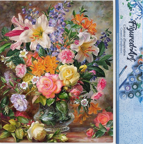 Figured'Art Paint By Number Rolled - Flowers In All Colors (PN2272)