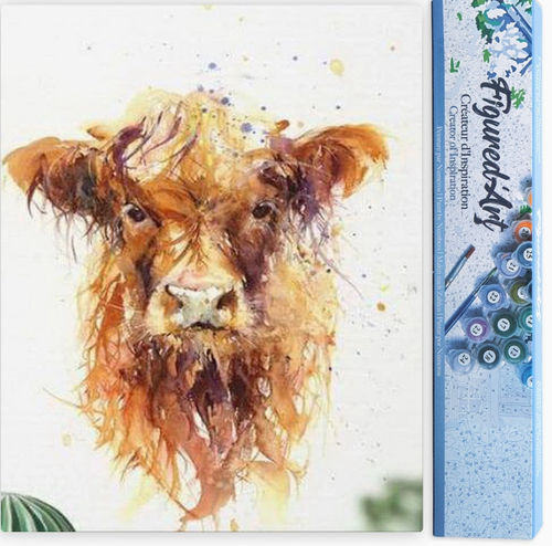 Figured'Art Paint By Number Rolled - Yellow Cow