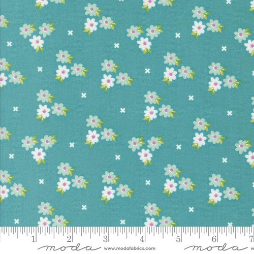 Moda Fabric - Laguna Sunrise Morning Glory Florals Teal