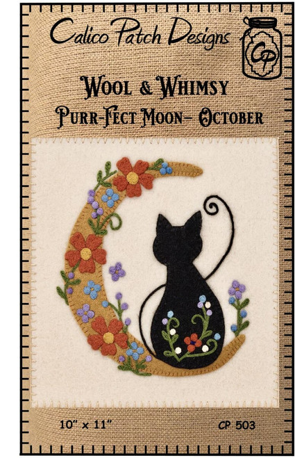 Calico Patch Designs Wool & Whimsy Purr-Fect Moon - October