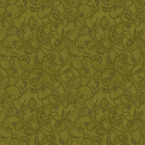 Benartex  - Winterberry Winter Scroll - Green