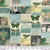 Tim Holtz Palette | Palette Teal | Teal Collage | Sold by The 1/2 Yard