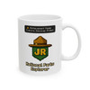National Parks Explorer mug featuring pixel-style Junior Ranger badge with game-inspired outdoor adventure design
