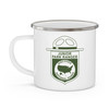 Junior Ranger enamel camping mug with national park badge and Explore Discover Protect motto