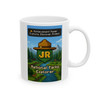 National Park Junior Ranger mug with pixel-style explorer badge, blocky landscape, and adventure game-inspired artwork