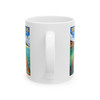 Dry Tortugas National Park beach mug featuring tropical travel poster artwork with turquoise water, palm trees, and coastal walkway