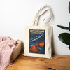 Dry Tortugas National Park canvas tote with night sky travel poster artwork and moonlit coastal scene