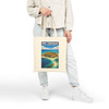 Dry Tortugas Fort Jefferson canvas tote featuring aerial Florida travel poster artwork with turquoise water and historic fort
