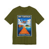 Dry Tortugas National Park seaplane t-shirt featuring vintage aviation travel poster artwork with floatplane and tropical dock