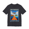 Dry Tortugas National Park seaplane t-shirt featuring vintage aviation travel poster artwork with floatplane and tropical dock